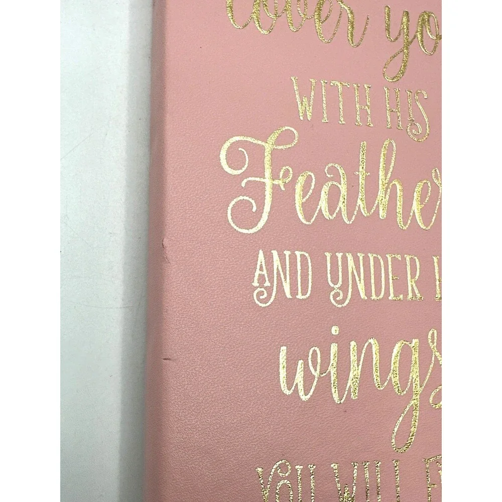Faith Quote Feather Journal with attached Pencil Case PINK soft feel cover-NEW
